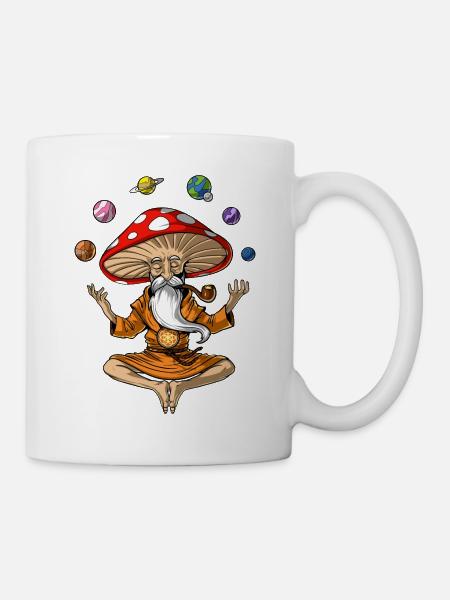 Magischer Pilz Buddha Yoga - Tasse - Weiß
