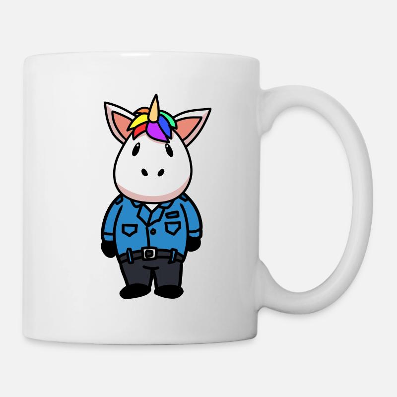 Polizei Einhorn Polizist Blaulicht Einsatz Kinder - Tasse - Weiß