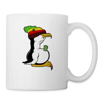 Tux Linux Pingouin Pingouin pause café maniaque Rasta - Mug blanc - blanc - Droite