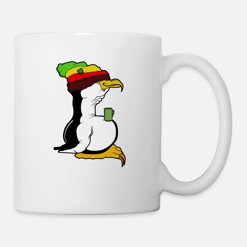 Tux Linux Pingouin Pingouin pause café maniaque Rasta - Mug blanc - blanc