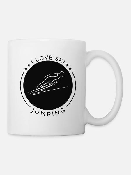 Ich liebe Skispringen Skisprung Skispringer - Tasse - Weiß