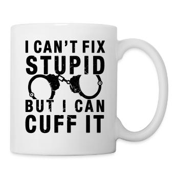 Handschellen Lustiger Spruch - Tasse - Weiß - Rechts