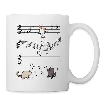 Musical Katzen Musiknoten Niedlich Geschenk - Tasse - Weiß - Rechts