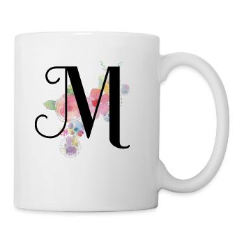 Monogram Letter M with Pastel Flowers - Mug - white - Right