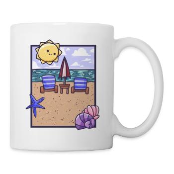 schönes Strandbild im Sommer mit Sonne und Meer - Tasse - Weiß - Rechts