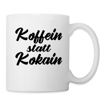 Kaffee Spruch lustig - Koffein statt Kokain - Tasse - Weiß - Rechts