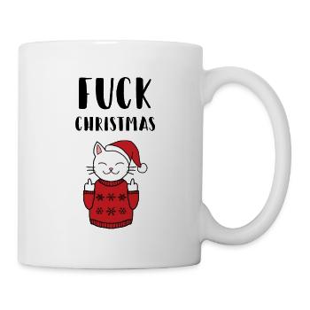 Fuck Christmas Katze Weihnachten Geschenk Idee Cat - Tasse - Weiß - Rechts