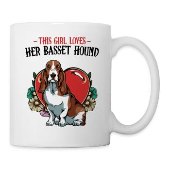 This Girl Loves Her Basset Hound Spruch Geschenk - Tasse - Weiß - Rechts