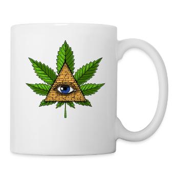 Pyramide d'Illuminati de feuille de mauvaise herbe - Mug blanc - blanc - Droite