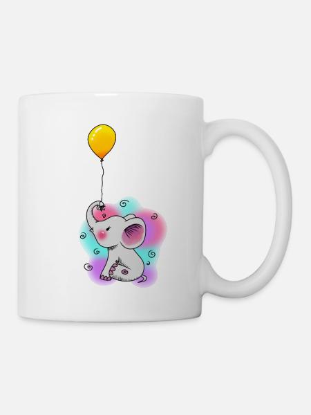 Balloon Elephant Baby Fantasy Kids Toddler - Mug - white