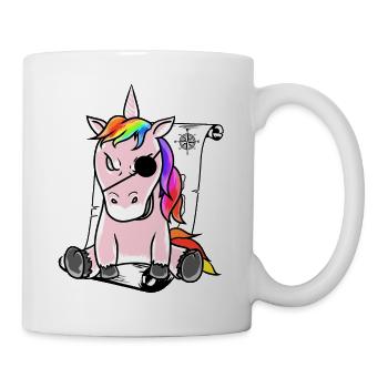 Fantasy Pirat grimmiges böses Einhorn Schatzkarte - Tasse - Weiß - Rechts