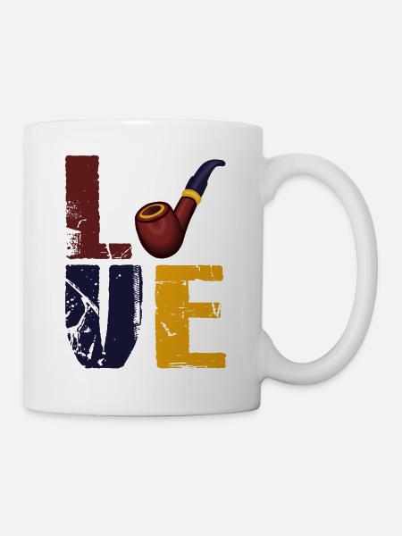 Liebe Pfeife rauchen - Tasse - Weiß