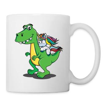 Unicorn, Dino, Dinosaur, T-Rex, Unicorn, Shirt - Mug - white - Right