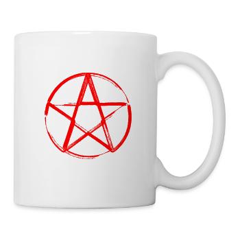 Pentagram devil symbol blood red Satan Lucifer - Mug - white - Right