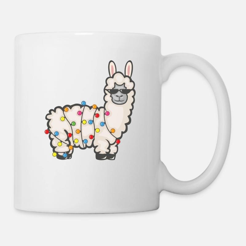 Party Lama mit Lichterkette - Tasse - Weiß