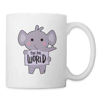 Elephant demonstrates for environmental protection - Mug - white - Right