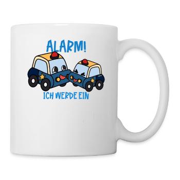 Alarm Ich werde Großer Cousin Polizei - Tasse - Weiß - Rechts