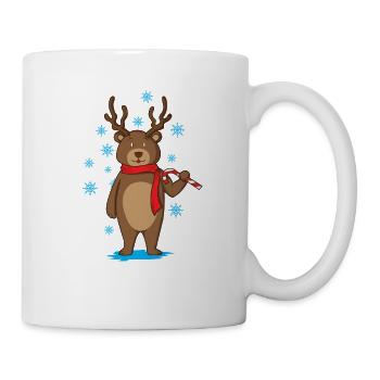 Ours déguisé en renne avec Noël de canne à sucre - Mug blanc - blanc - Droite