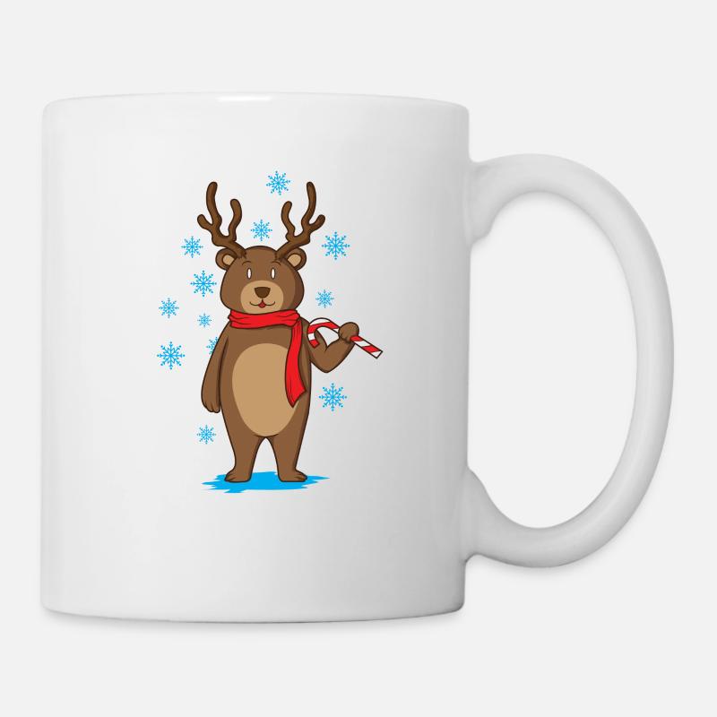 Ours déguisé en renne avec Noël de canne à sucre - Mug blanc - blanc