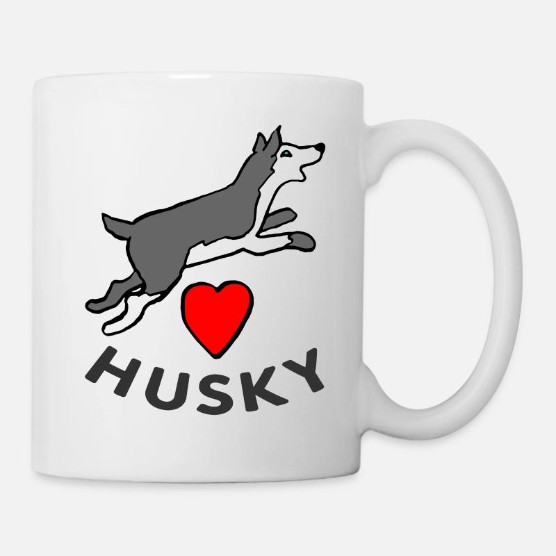 Tee shirt chien Husky love - Mug blanc - blanc