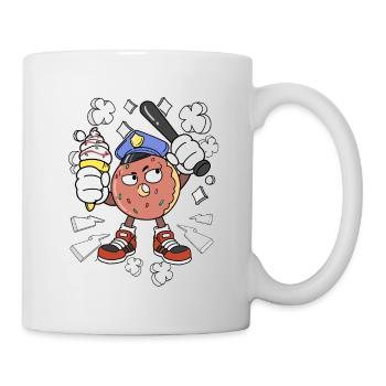 Donut Polizist Süßigkeiten Polizei Eiscreme Eis - Tasse - Weiß - Rechts