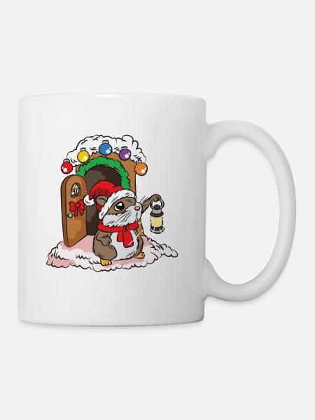 Süßer Hamster Weihnachten Meerschweinchen Haus - Tasse - Weiß