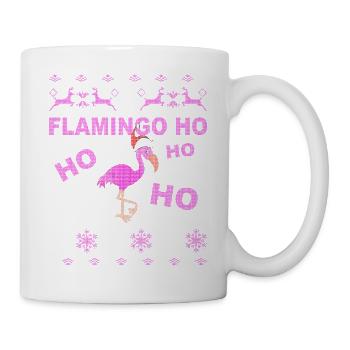 Flamingo Ho Ho Ho - Ugly Christmas Geschenk - Tasse - Weiß - Rechts