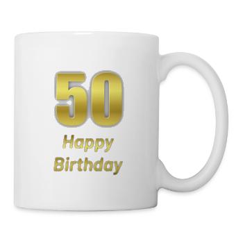 50 Years Happy Birthday - 50 Jahre Geburtstag - Tasse - Weiß - Rechts