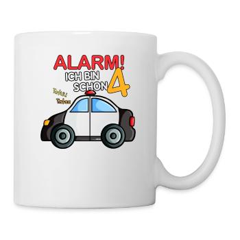 Polizei 4. Geburtstag Jungen Auto - Tasse - Weiß - Rechts