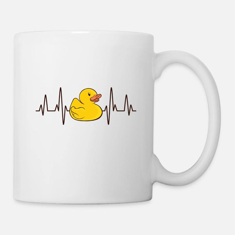 Bathing Duck Rubber Duck Squeaky Duck Heartbeat - Mug - white