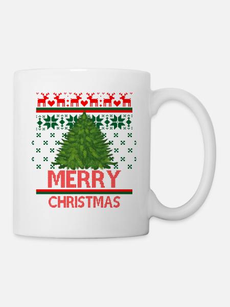 Oldschool christmas tree Merry Christmas - Tasse - Weiß