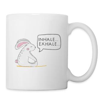 Yoga YOGA inhale exhale hare - Mug - white - Right