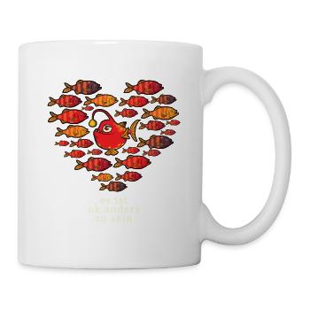 Es Ist OK Anders Zu Sein Bunt Vielfalt Fische - Tasse - Weiß - Rechts