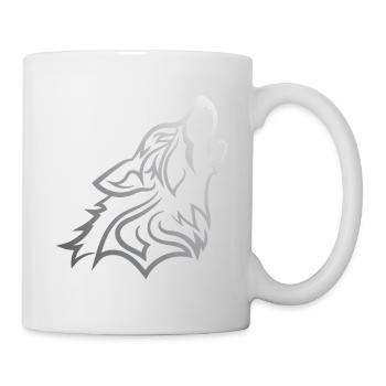Howling Wolf - Funny Graphic Silvered Wolf Design - Tasse - Weiß - Rechts