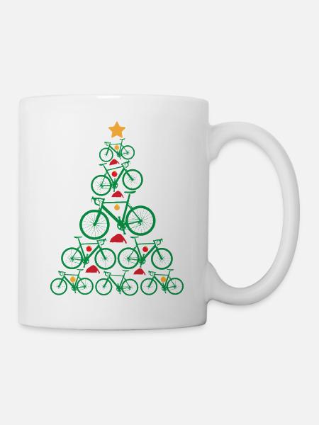 Bike Tree Ugly Christmas Weihnachtsbaum Rennrad - Tasse - Weiß