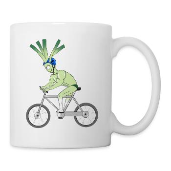 Funny bicycle cyclist leeks gift - Mug - white - Right