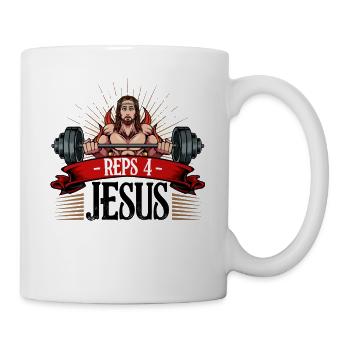 Reps 4 Jesus weight training bodybuilder gift - Mug - white - Right