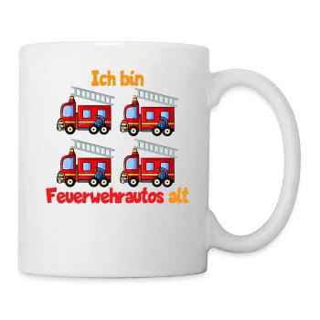 Feuerwehr 4. Geburtstag Jungen Auto - Tasse - Weiß - Rechts