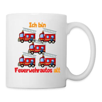 Feuerwehr 5. Geburtstag Jungen Auto - Tasse - Weiß - Rechts