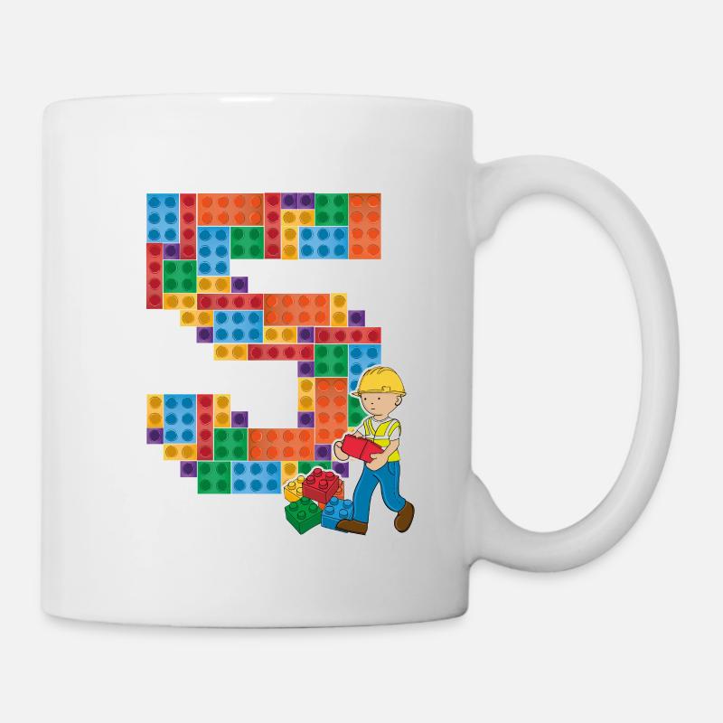 Bauarbeiter 5. Geburtstag Jungen Bagger - Tasse - Weiß