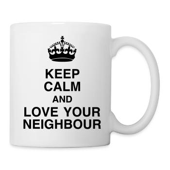 Nachbar / Nachbarschaft / Nachbarin / Haus - Tasse - Weiß - Rechts