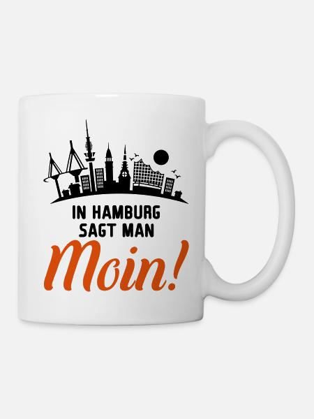 hamburg skyline moin - Tasse - Weiß