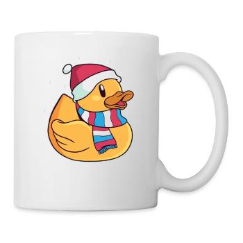 Weihnachtsente Ente Quack Mütze Winter Geschenk - Tasse - Weiß - Rechts