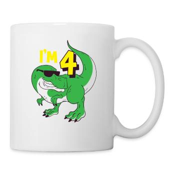 4 ans Dino anniversaire enfant garçon cadeau - Mug blanc - blanc - Droite