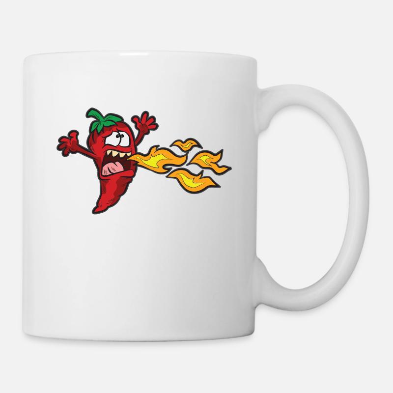 Feurige Chillischote Chilli Schote Scharfes Essen - Tasse - Weiß