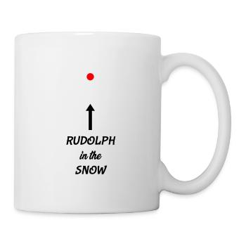 Rudolph in the snow. Rudolf im Schnee. - Tasse - Weiß - Rechts