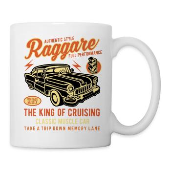 Raggare Vintage Custom Car T Shirt Design - Tasse - Weiß - Rechts