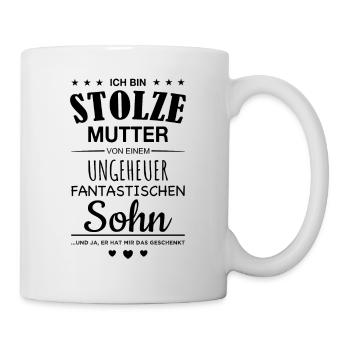 Ich bin stolze Mutter Sohn Spruch Mama Geschenk - Tasse - Weiß - Rechts