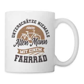 Unterschätze niemals einen alten Mann Fahrrad - Tasse - Weiß - Rechts