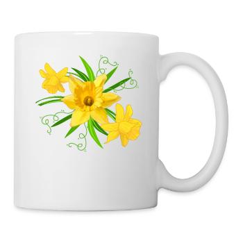 Fleurs de jonquille jaune Fleurs de Pâques printemps - Mug blanc - blanc - Droite